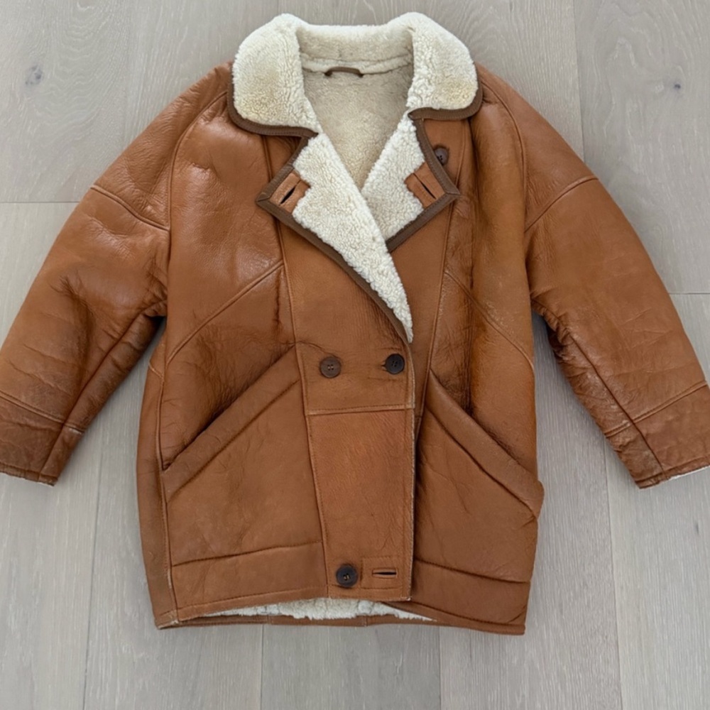 Vintage Leather Shearling Jacket - Picture 6 of 16